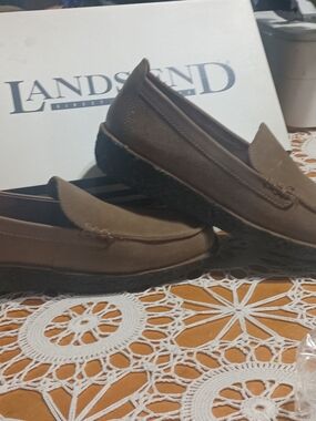 Lands' End Women's Brown Suede Slip-On Loafers Size 10